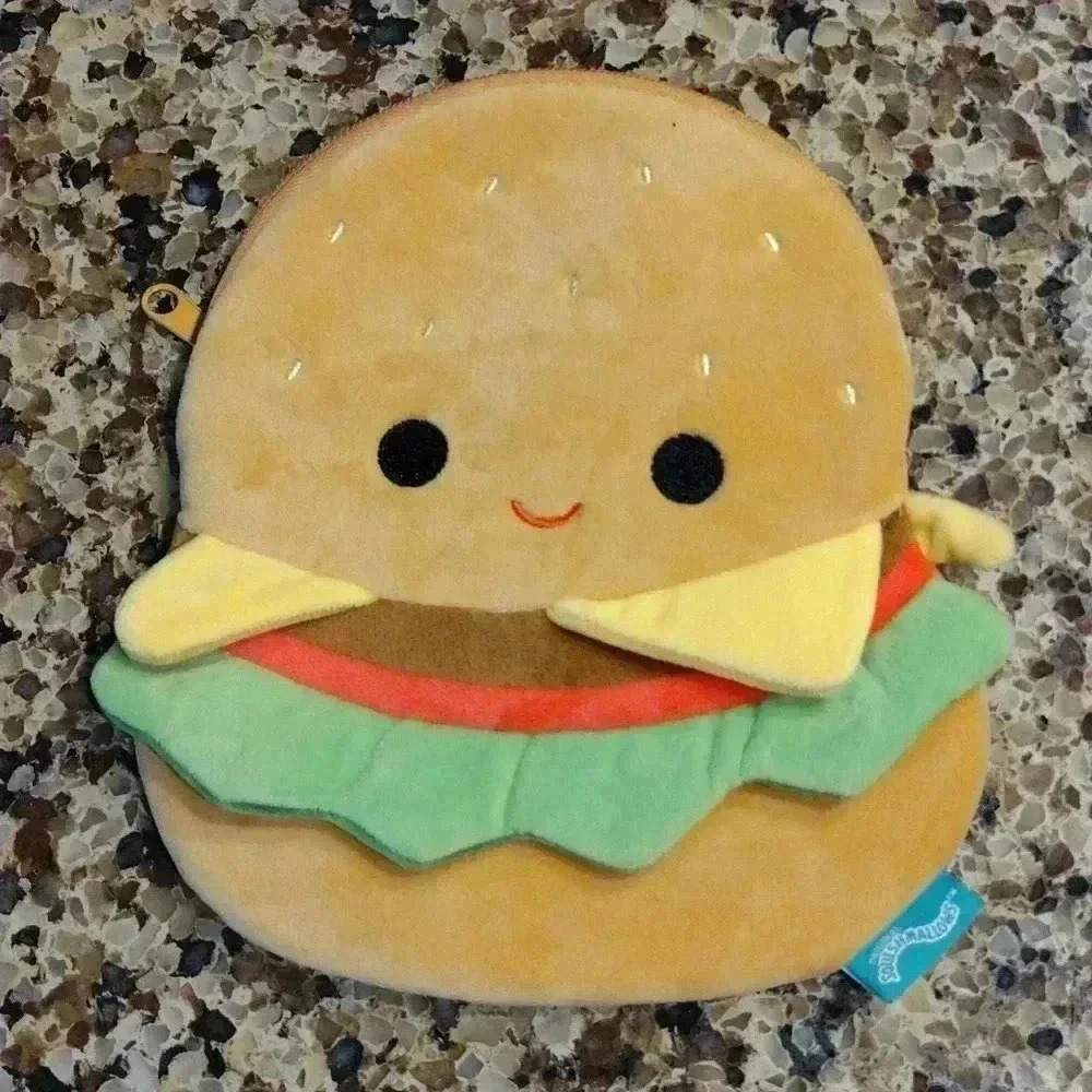 Squishmallow Carl the Burger Zip Up Pouch NWOT